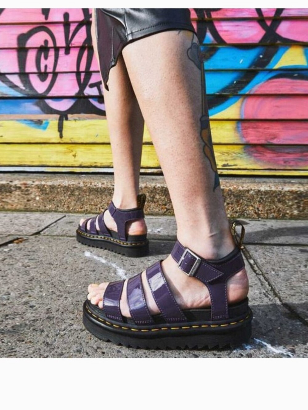 Dr Martens Black Current Blaire Patent Leather Sandal Size 7
